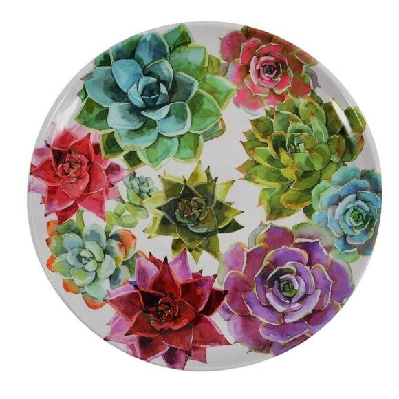Cactus Melamine Salad Plate BPA Free Desert Succulent Purple Blue Green NEW - Picture 1 of 6